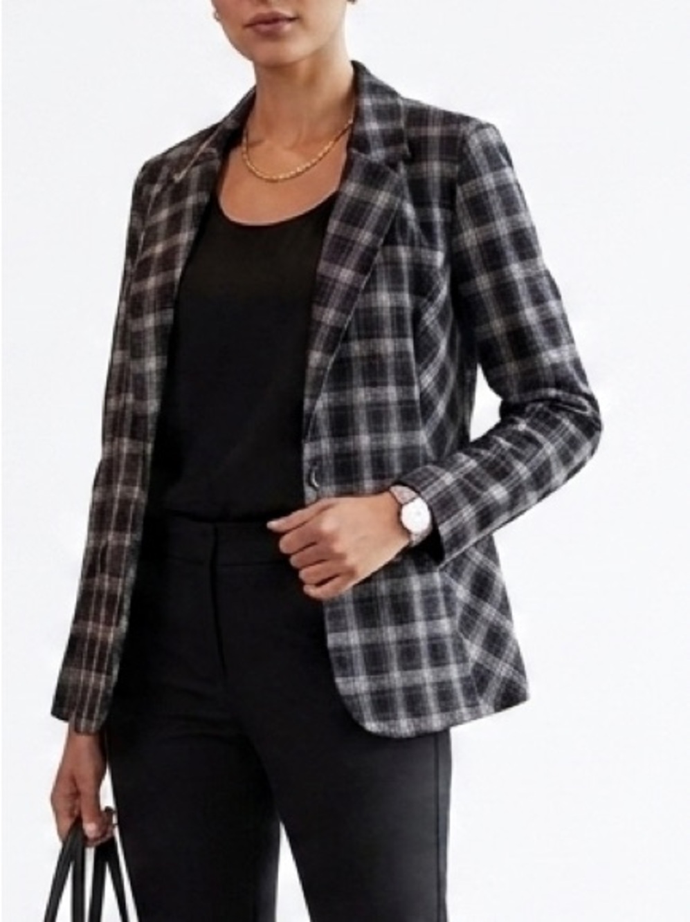 NWT Liverpool Black Plaid Single Button Blazer Women’s M 8/10 - Picture 2 of 12